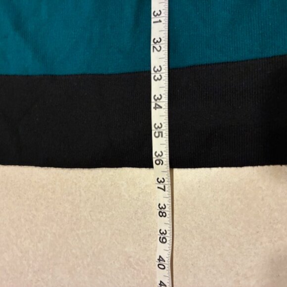 Studio One Women's Colorblock Green Black White Sweater Knit Dress Sz L Holiday - Picture 8 of 9